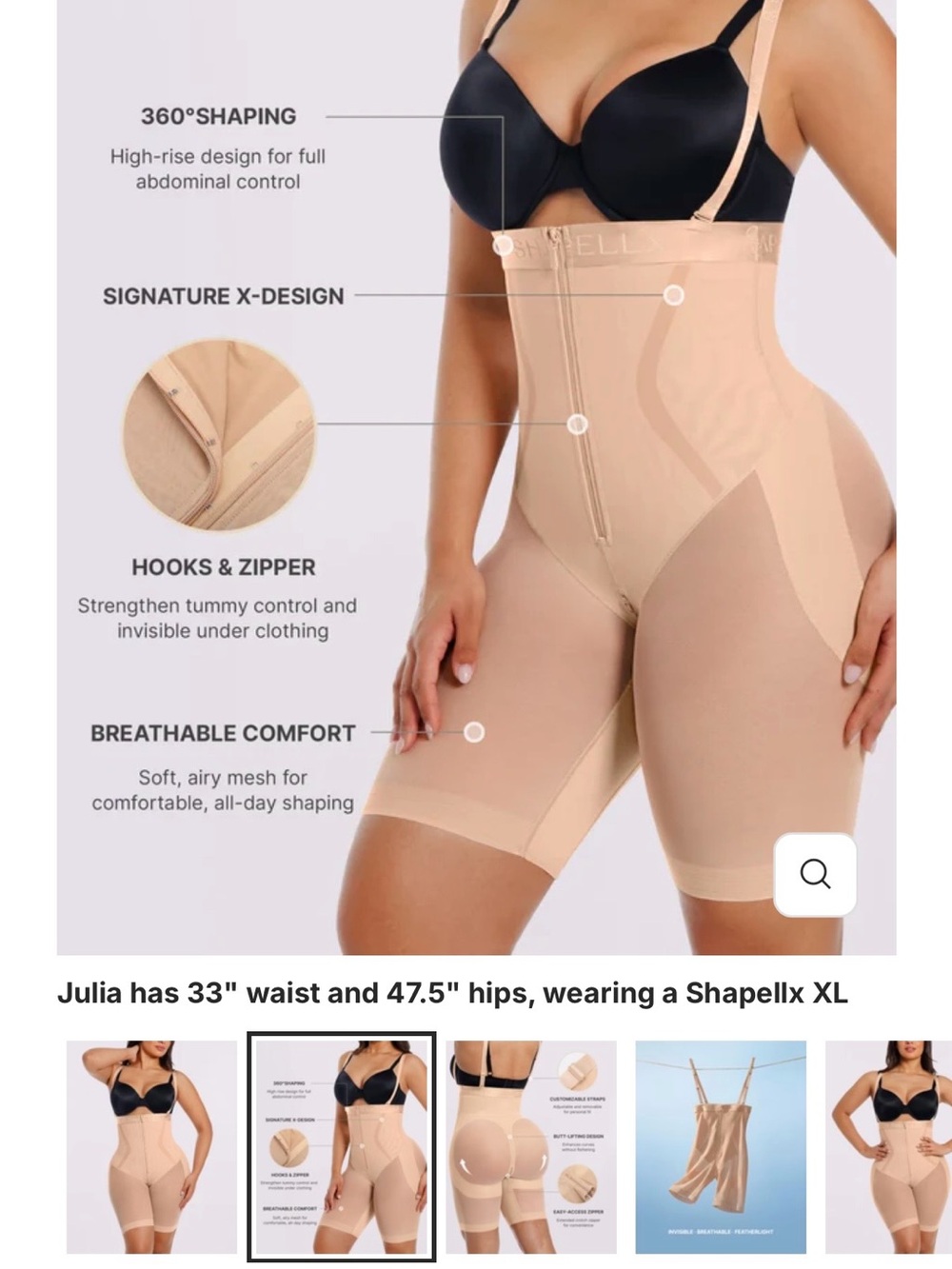 High-Waist Sculpting Shapewear Shorts in Nude by Shapelx
